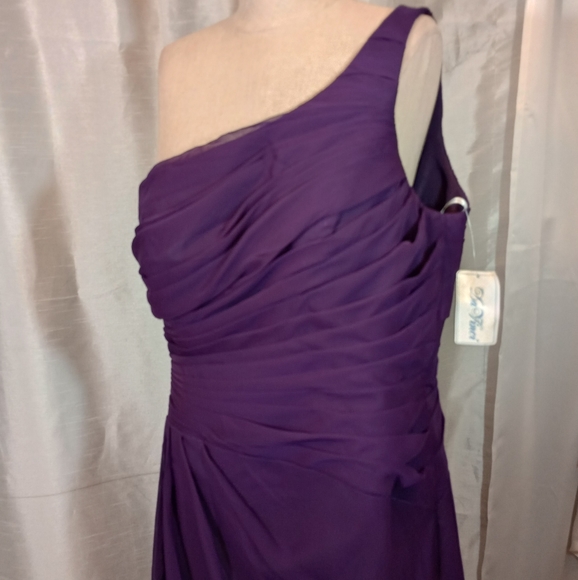 Da Vinci TAG Long Formal Dress, One Shoulder, Ruched, Purple, Long , 16 - Picture 6 of 13